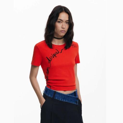 Desigual Camiseta Frase Bordada Charly 25WWTK08 3005