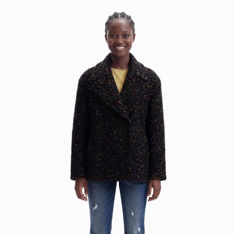Desigual Abrigo de lana Bottone Negro 26WWEW212000