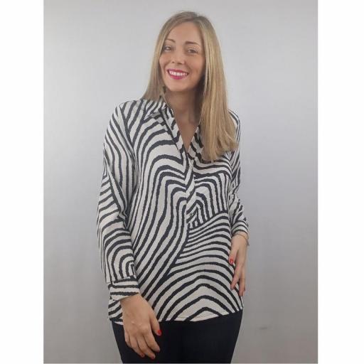 Cottonissimo Blusa Mujer Dibujo Asimétrico Raya 300 [1]