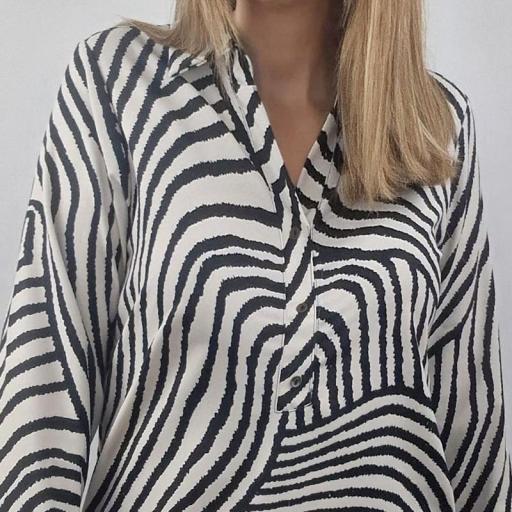 Cottonissimo Blusa Mujer Dibujo Asimétrico Raya 300 [2]