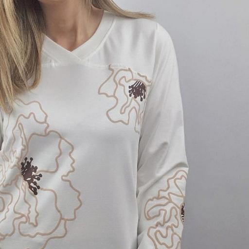 Cottonissimo Sudadera Mujer Flores Blanca 4663 [1]