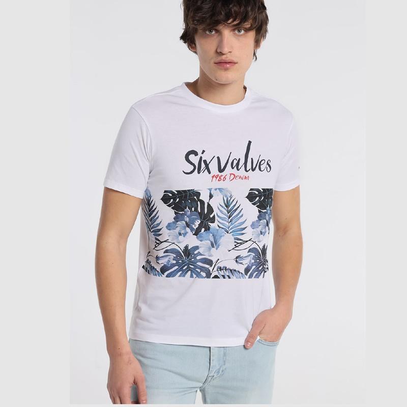 Six Valves Camiseta Tropical blanca 121048