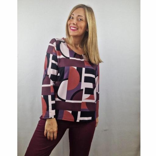 Cottonissimo Blusa Mujer Estampado Geométrico 65160