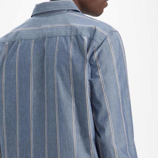 Levi's® Classic 1 Pocket Standard - Henderson Stripe Dress Blues 857480195 Camisa hombre [3]