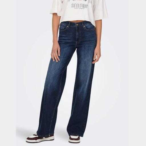 Only Pantalón Denim Onlmadison Wide Dark Blue 15318405 [3]