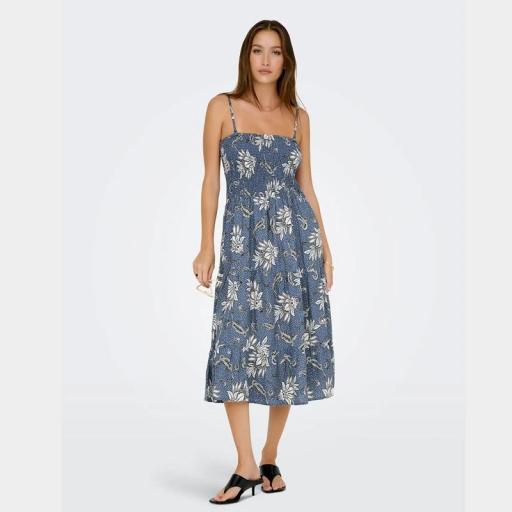 Only Vestido Midi Onlzelina Vintage Indigo FRENCH TOUCH 15325102