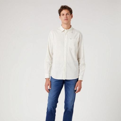 Wrangler One Pocket Shirt Worn White W5A24MW02 Camisa hombre [3]