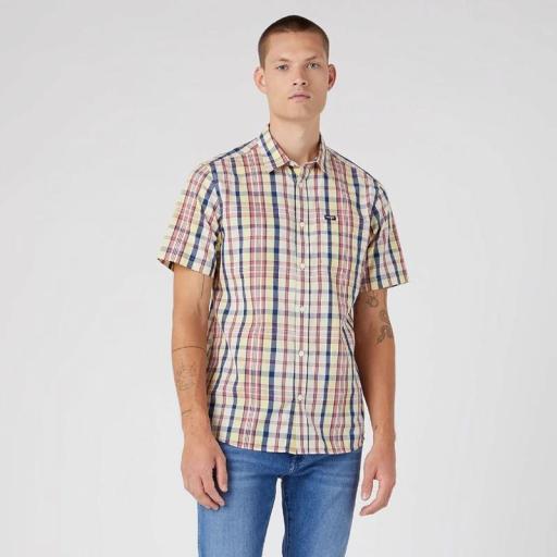 Wrangler Short Sleeve 1 Pocket Shirt Pineapple Slice W5K03OY36 - Camisa hombre de manga corta