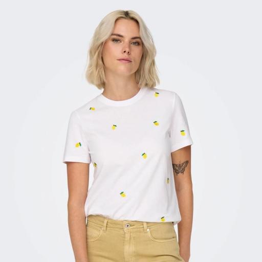 Only Camiseta de manga corta mujer limones Onlketty 15288473