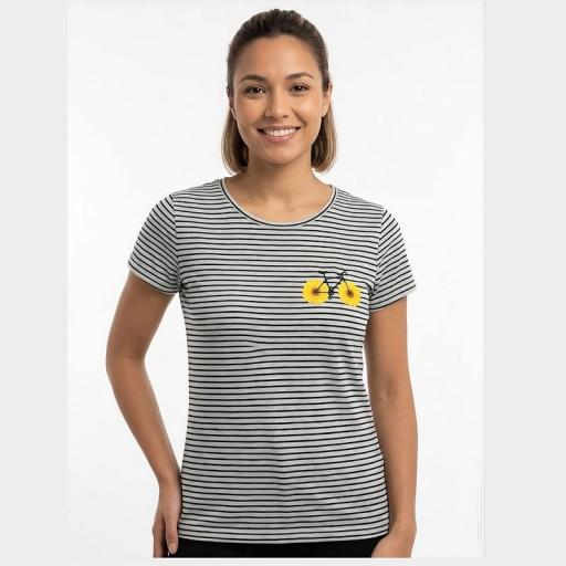 Cottonissimo Camiseta Mujer Rayas Bici Girasoles 4864 [0]