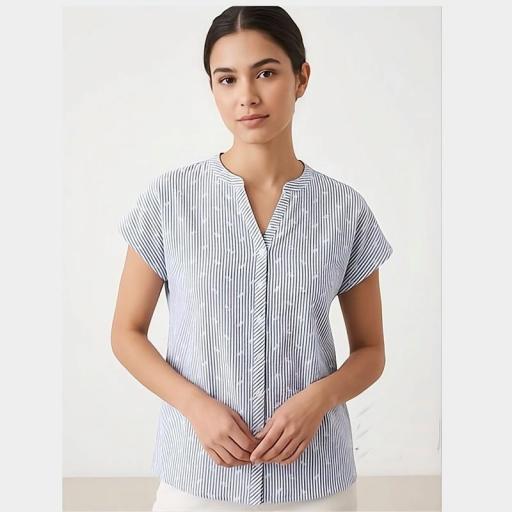 Cottonissimo Blusa Azul Bordado 65320