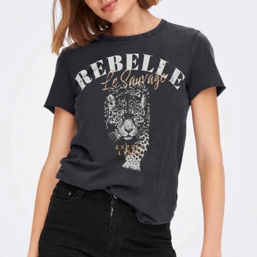 Only Camiseta Estampada Onllucy Reg Phantom Rebelle miss 15215721 [2]
