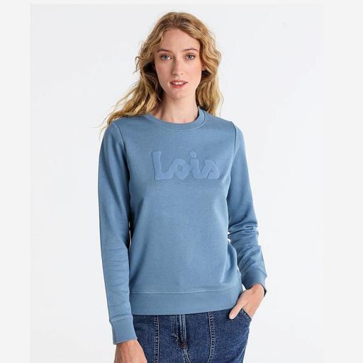 Lois Jeans Mujer Sudadera Básica Cuello Caja Puff Print Logo azul 140170 [0]