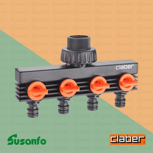 Distribuidor Claber 8581 de 4 salidas con conectores rápidos Quick-Click