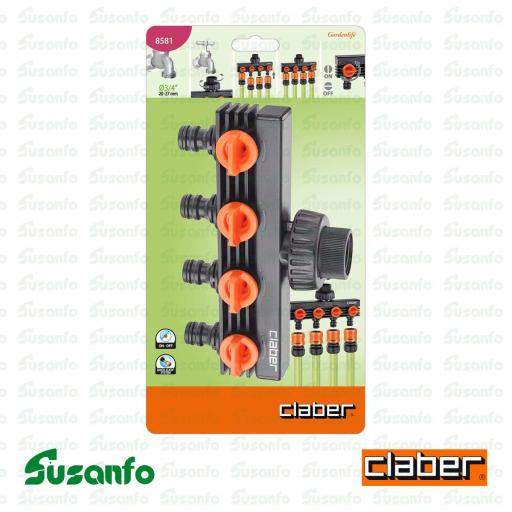 Distribuidor Claber 8581 de 4 salidas con conectores rápidos Quick-Click [1]