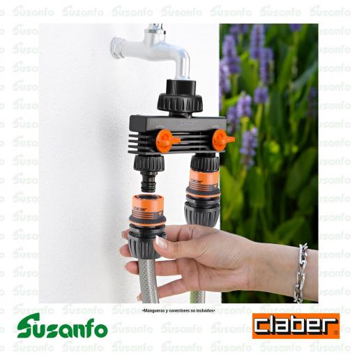 Toma de dos vías Claber 8589 con rosca 3/4" para grifo [2]