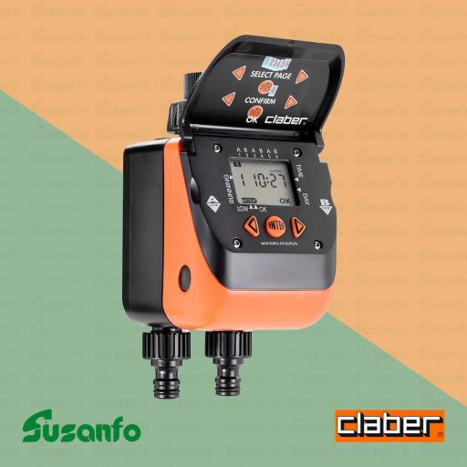 Programador de riego Claber Aquadue Duplo Evolution 8410 de 2 vías independiente