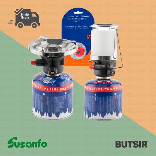 Kit emergencia gas Butsir B-500 | hornillo + lámpara + cartuchos [0]