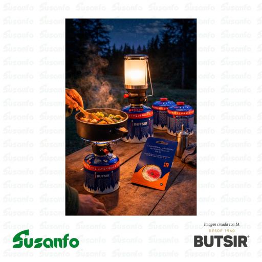 Kit emergencia gas Butsir B-500 | hornillo + lámpara + cartuchos [3]