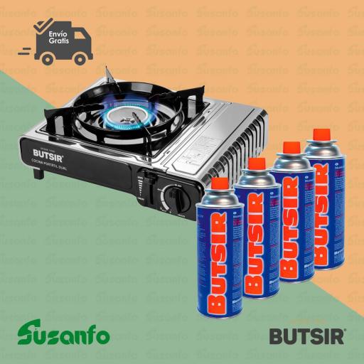 Cocina portátil Butsir MS-2000 Dual | cartucho B-250 y bombona azul [1]