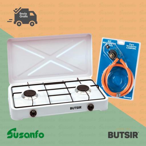 Cocina gas portátil Butsir Magna 2 fuegos | camping y exterior [0]