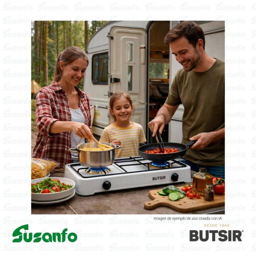 Cocina gas portátil Butsir Magna 2 fuegos | camping y exterior [2]