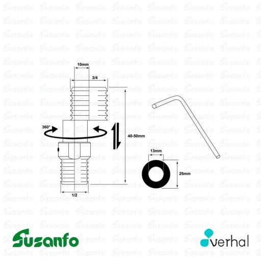 Verhal Kit Excéntricas Extensibles 1/2″-3/4″ – Adaptadores Ajustables Grifería ducha o bañera [2]