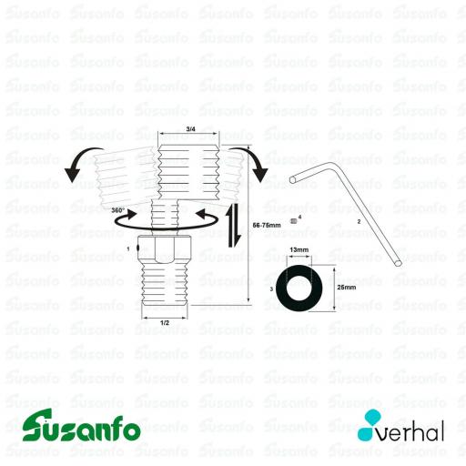 Verhal Kit Excéntricas Extensibles Rotatorias Largas 1/2″–3/4″ – Ajuste de 55–80 mm con Juntas [2]