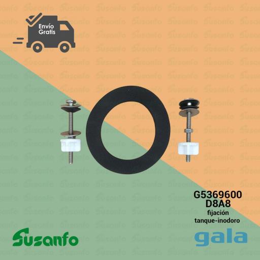 Juego fijación tanque inodoro Gala G5369600 D8A8 no BTW con junta y tornillos inox
