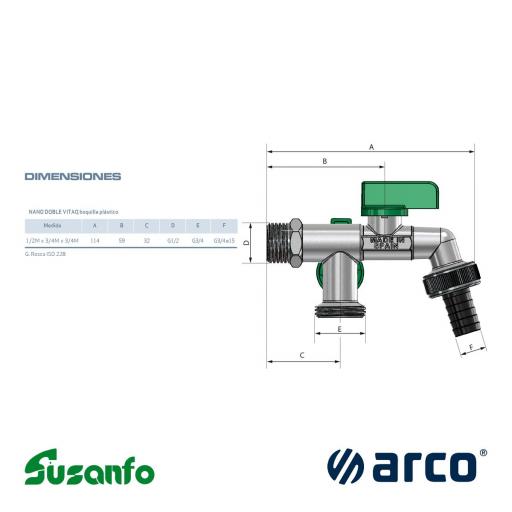 Grifo de jardín de doble toma Arco - Nano doble VITAQ [2]