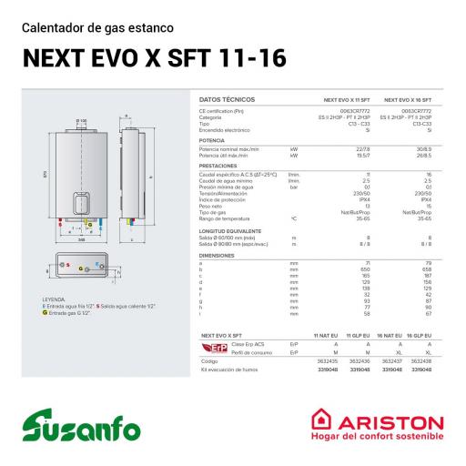 Calentador estanco Ariston Next Evo X SFT 11 - Gas Natural [2]