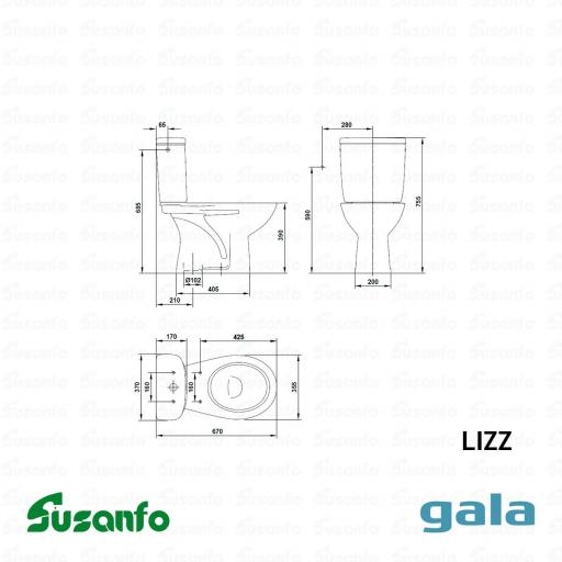 Inodoro completo Lizz salida vertical con tanque y asiento [2]