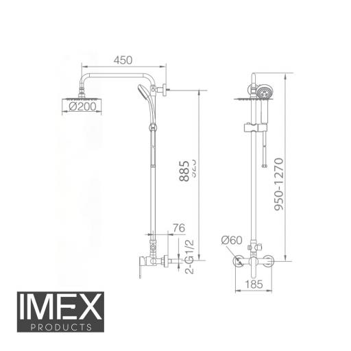 Columna de ducha monomando IMEX Serie Roma Negro Mate BDR002-NG [3]