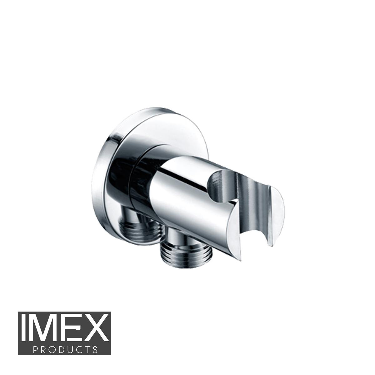 Soporte de ducha IMEX con toma 1/2" Redondo cromo SFD002