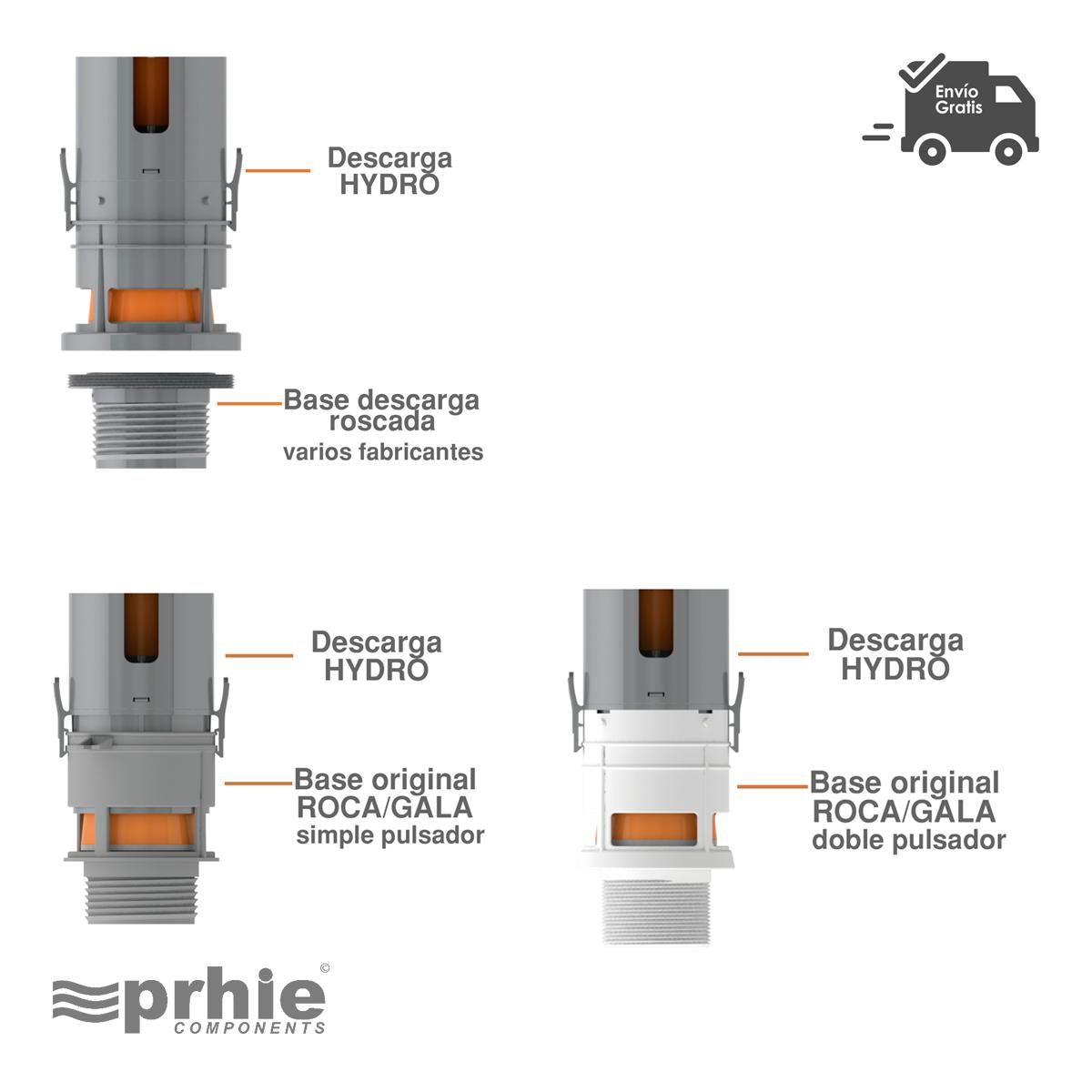Prhie Hydro 70112 - Descarga de inodoro universal interrumpible de
