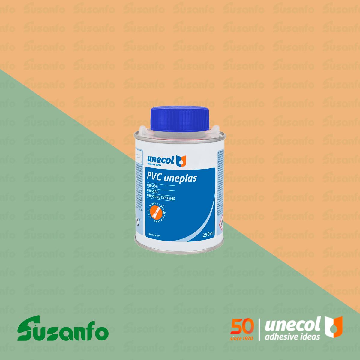 Adhesivo Unecol PVC Uneplas para tubería de PVC rígido y sistemas de presión