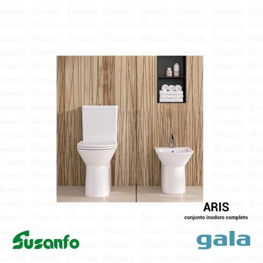 Inodoro completo Aris Rimless salida vertical con tanque y asiento [1]