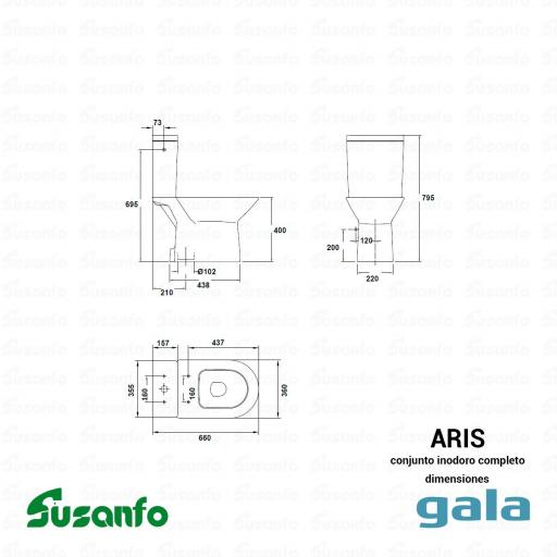 Inodoro completo Aris Rimless salida vertical con tanque y asiento [2]