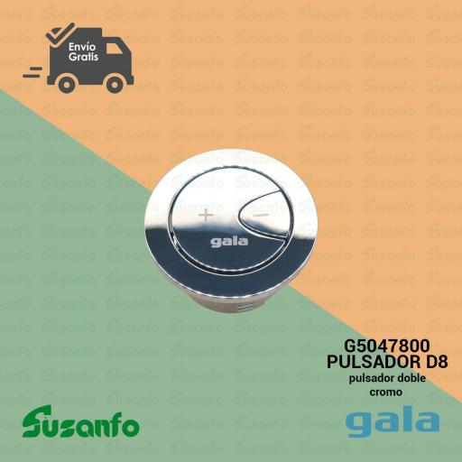 Pulsador doble D8 Ø48 mm Gala y Roca – Recambio original (cromo / negro mate)