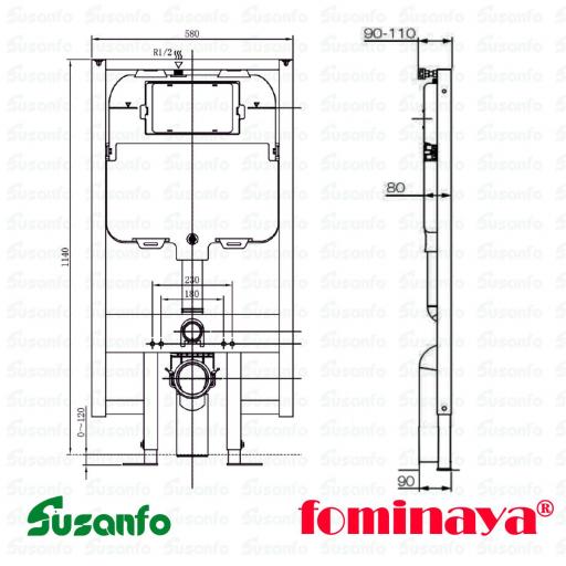 Fominaya ALBA-CE 0110230001 – Bastidor de Instalación para Inodoro Suspendido con Cisterna Empotrada (8 cm) [1]