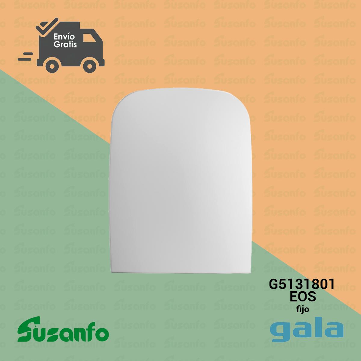 Asiento fijo Gala EOS G5131801 – Tapa WC blanco con bisagras acero inoxidable