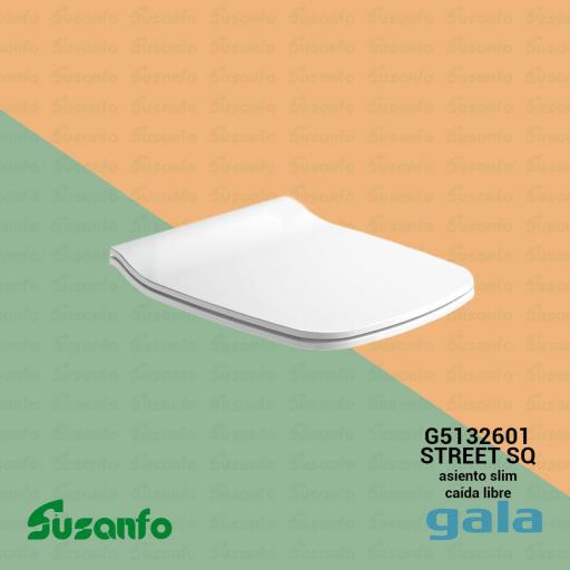 Asiento y tapa WC Gala Street Square Slim fijo G5132601 – Caída normal