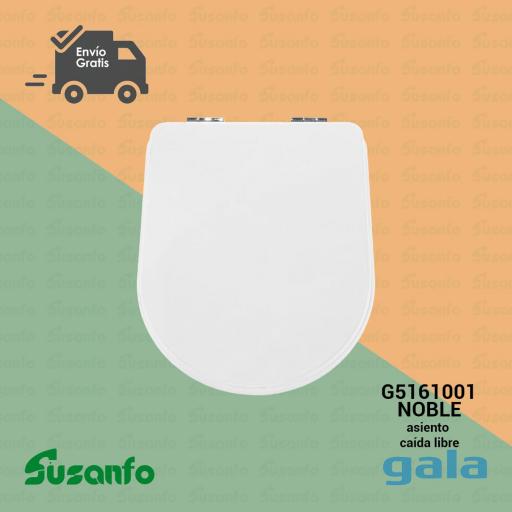 Asiento y tapa WC Gala Noble fijo — Acabados Madera Blanco y Madera Nogal 51610