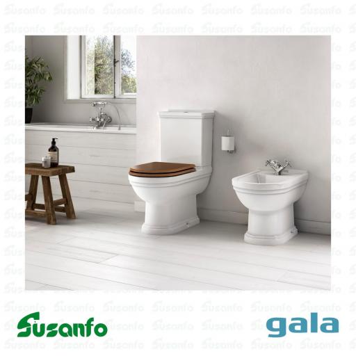 Asiento y tapa WC Gala Noble fijo — Acabados Madera Blanco y Madera Nogal 51610 [3]