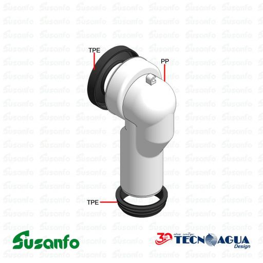 Codo inodoro dual HTecnoagua T-117 - Ø90xØ110 / L.150mm. [2]