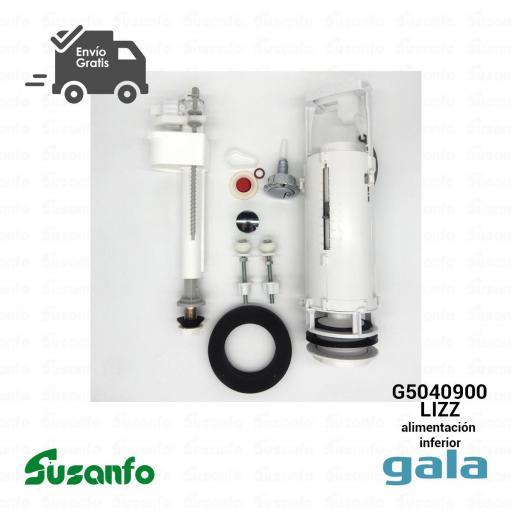Conjunto mecanismo completo cisterna Gala Lizz – Doble pulsador, flotador 3/8” y accesorios – Ref. G5040900