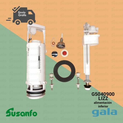 Conjunto mecanismo completo cisterna Gala Lizz – Doble pulsador, flotador 3/8” y accesorios – Ref. G5040900
