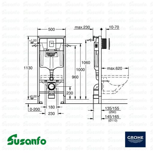GROHE Rapid SL (387755001) kit completo — Sistema de instalación para inodoro suspendido [4]