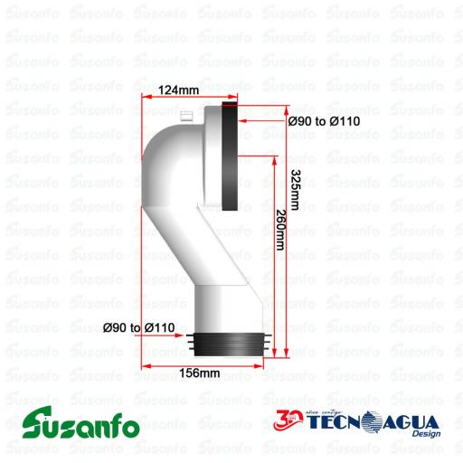 Codo Inodoro Dual  HTecnoagua T-122 - Ø90xØ110 / L. 210mm [1]