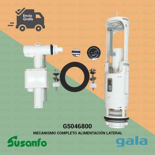 Mecanismo completo cisterna alimentación lateral GALA / ROCA G5046800 doble descarga D8